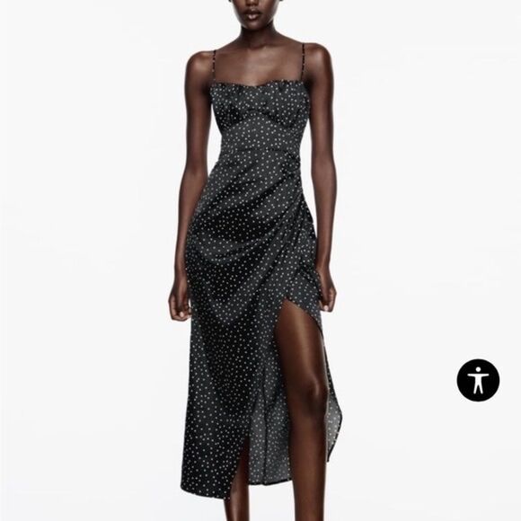 Zara Dresses & Skirts - NWT Zara DOTTED SATIN EFFECT CORSET DRESS Sz M
